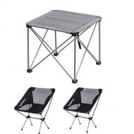 DLT 3 Piece Collapsible Lightweight Camping Side Tables and Camping Chair Set, Carrying Bag, 600D Nylon Fabric and Aluminum Alloy Frame, Sliver (Size : S)