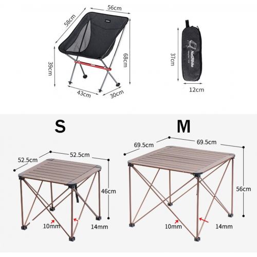  DLT 3 Piece Collapsible Lightweight Camping Side Tables and Camping Chair Set, Carrying Bag, 600D Nylon Fabric and Aluminum Alloy Frame, Sliver (Size : S)