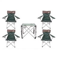 DLT Folding Portable Camping Table and Chair Set, Heavy Duty Aluminum Alloy Frame Nylon Fabric Picnic Table W/2 Cup Holder and Chair Padded Arm Chair, Storage Pocket, Green (Size : 4 C