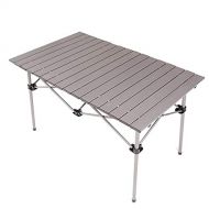 DLT 92cmx51cmx52cm Lightweight Aluminum Picnic Table, Portable Rectangle Camping Table, Detachable Desktop, Ideal for Outdoor, Picnic, BBQ, Cooking