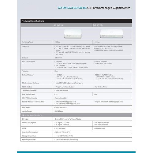  D-Link GO-SW-8G 8-Port Gigabit Unmanaged Desktop Switch