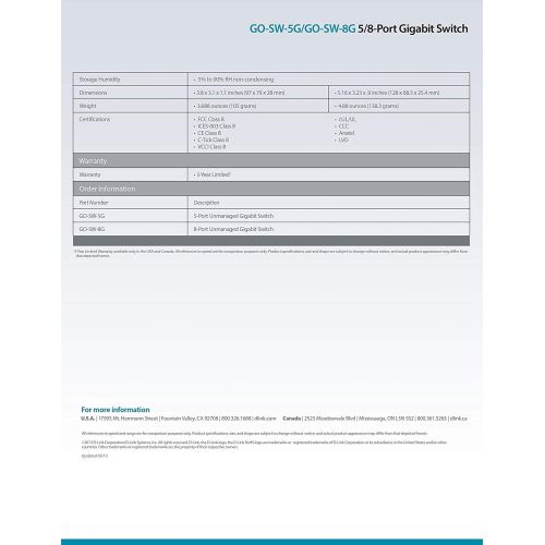  D-Link GO-SW-5G 5-Port Gigabit Unmanaged Desktop Switch