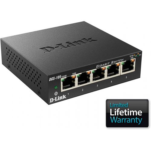  [아마존 핫딜] [아마존핫딜]D-Link 5 Port Gigabit Unmanaged Metal Desktop Switch, Plug and Play (DGS-105)