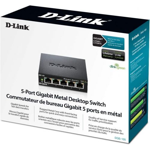  [아마존 핫딜] [아마존핫딜]D-Link 5 Port Gigabit Unmanaged Metal Desktop Switch, Plug and Play (DGS-105)