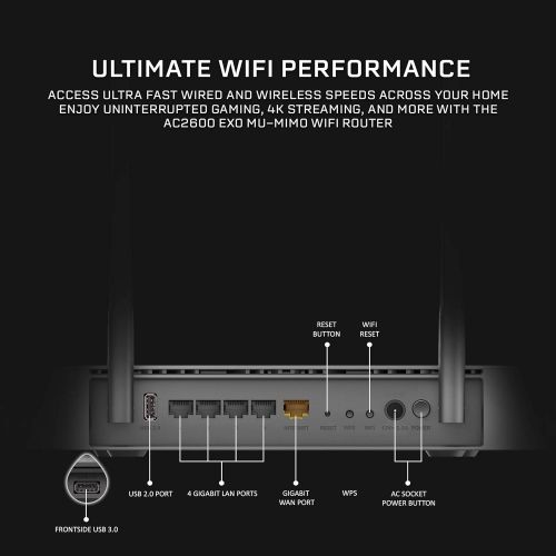  D-Link EXO WiFi Router, AC2600 MU-MIMO Dual Band Gigabit 4K Streaming and Gaming with USB Ports, 4x4 Wireless Internet for Home (DIR-882-US)