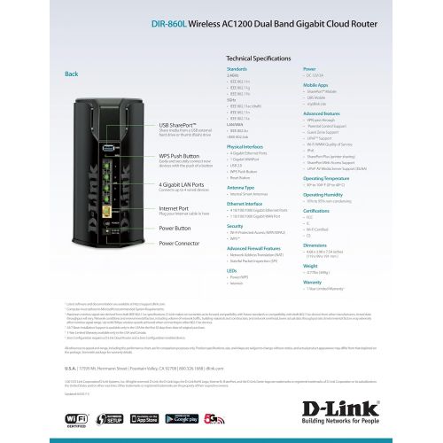  D-Link DIR-860L IEEE 802.11ac Wireless Router