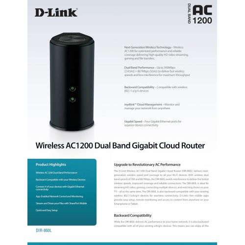  D-Link DIR-860L IEEE 802.11ac Wireless Router