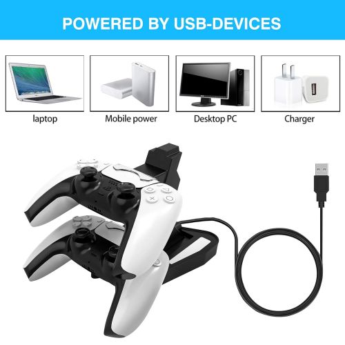  [아마존베스트]DLseego PS5 Controller Charger Compatible for Playstation 5 Controller, USB Charger Charging Docking Station Stand - White