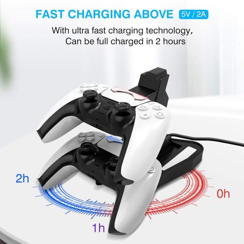  [아마존베스트]DLseego PS5 Controller Charger Compatible for Playstation 5 Controller, USB Charger Charging Docking Station Stand - White