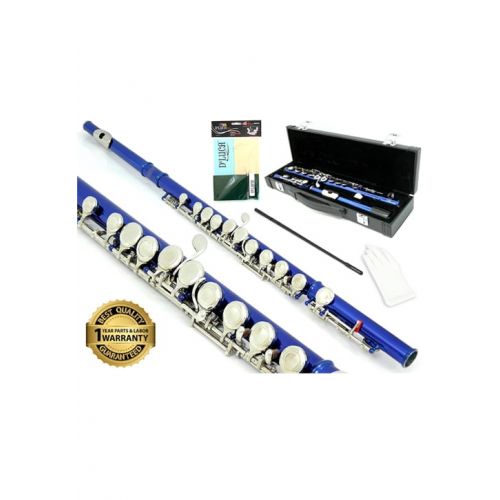  DLuca 400 Series Blue 16 Closed Hole C Flute with Offset G and Split E Mechanism, PU Leather Case, Cleaning Kit and 1 Year Manufacturer Warranty