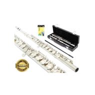 DLuca 400 Series Silver Plated 16 Closed Hole C Flute with Offset G and Split E Mechanism, PU Leather Case, Cleaning Kit and 1 Year Manufacturer Warranty