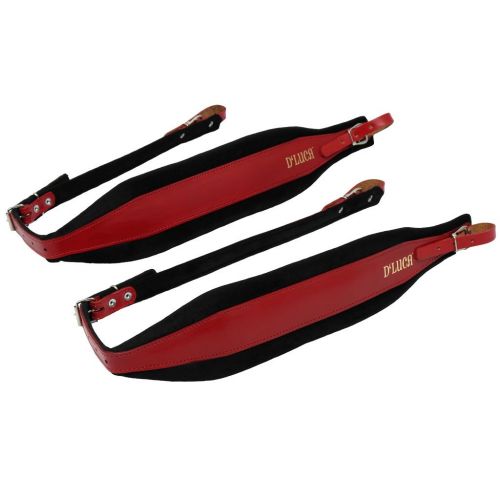  DLuca DSB-RDLBKV Pro SB Series Genuine Leather Accordion Straps, Red/Black