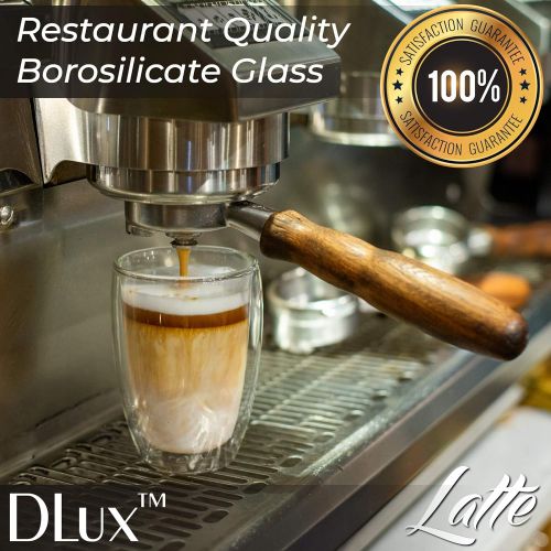  [아마존베스트]DLux Coffee Mugs, 12oz Latte Clear Glass set of 2 cups, Double Wall Insulated Borosilicate Glassware Cup - Wine, Tea Glasses