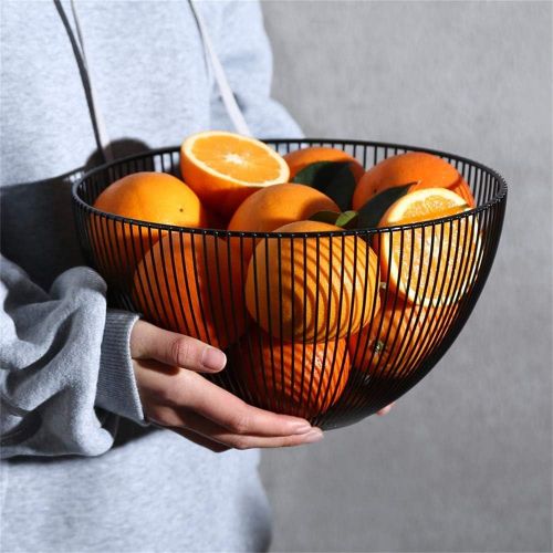  DMAR Fruit Bowl Black/White, Bread Basket Round Black,Wire Basket Bowl