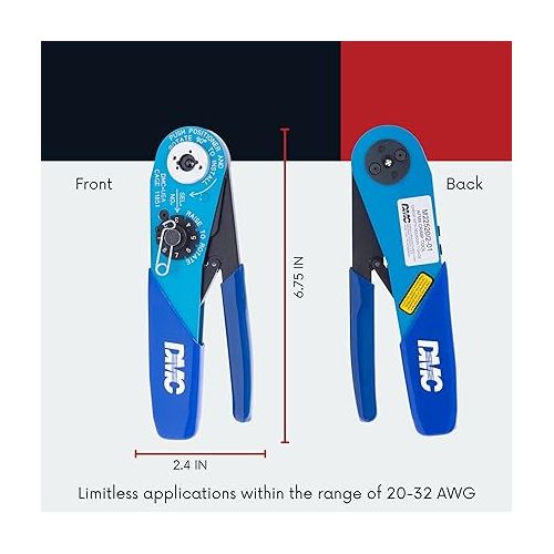  DMC AFM8 Crimp Tool, 8 Indent Crimp, Qualified to M22520/2-01, Wire Range 32-20 AWG