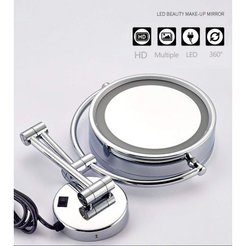  DMGF Makeup Mirror Wall Mount 10X Magnification, 360°Swivel with LED Light for Bathroom Face Mirror,Gold