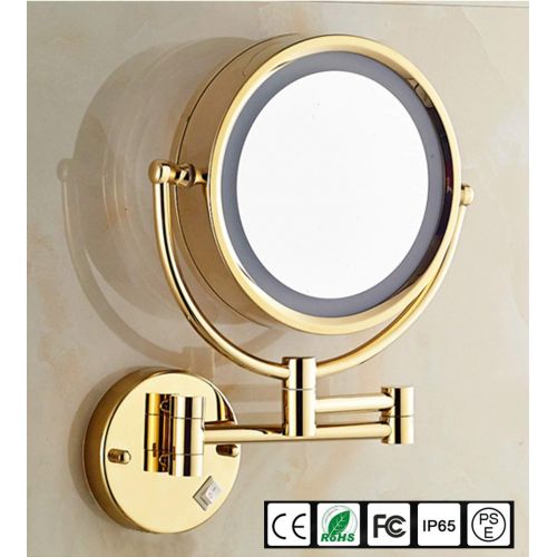  DMGF Makeup Mirror Wall Mount 10X Magnification, 360°Swivel with LED Light for Bathroom Face Mirror,Gold