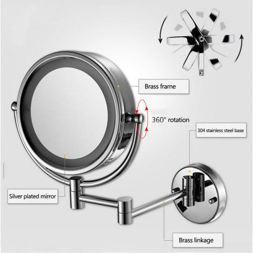  DMGF Makeup Mirror Wall Mount 10X Magnification, 360°Swivel with LED Light for Bathroom Face Mirror,Gold