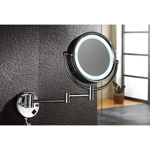  DMGF Makeup Mirror Wall Mount 10X Magnification, 360°Swivel with LED Light for Bathroom Face Mirror,Gold