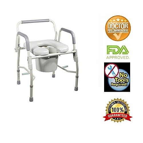  DMI Drop Arm Bedside Commode by HEALTHLINE,Bedside Commode with Drop-Arm and Safety...