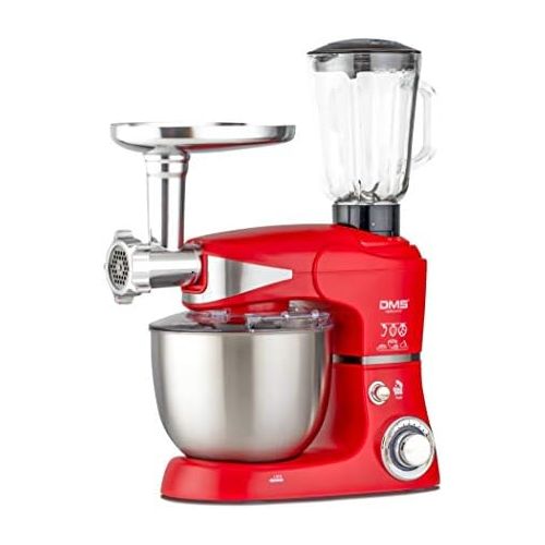  [아마존베스트]DMS 3 in 1 Food Processor | Kneading Machine and Mixing Machine in a 5 L Stainless Steel Bowl with Lid | Meat Grinder | Mixer/Ice Crusher | 6 Speed Settings | Splash Guard | Power