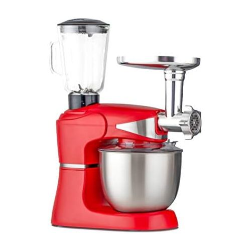  [아마존베스트]DMS 3 in 1 Food Processor | Kneading Machine and Mixing Machine in a 5 L Stainless Steel Bowl with Lid | Meat Grinder | Mixer/Ice Crusher | 6 Speed Settings | Splash Guard | Power