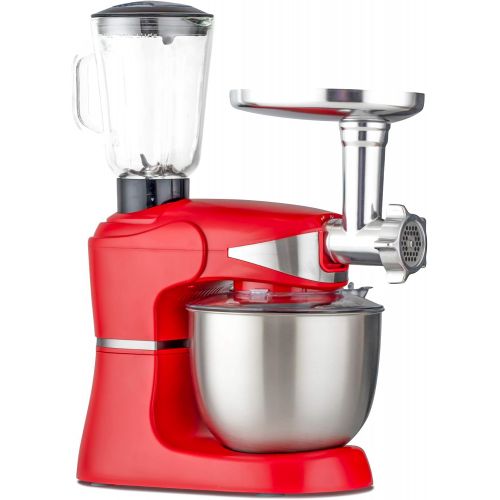  [아마존베스트]DMS 3 in 1 Food Processor | Kneading Machine and Mixing Machine in a 5 L Stainless Steel Bowl with Lid | Meat Grinder | Mixer/Ice Crusher | 6 Speed Settings | Splash Guard | Power