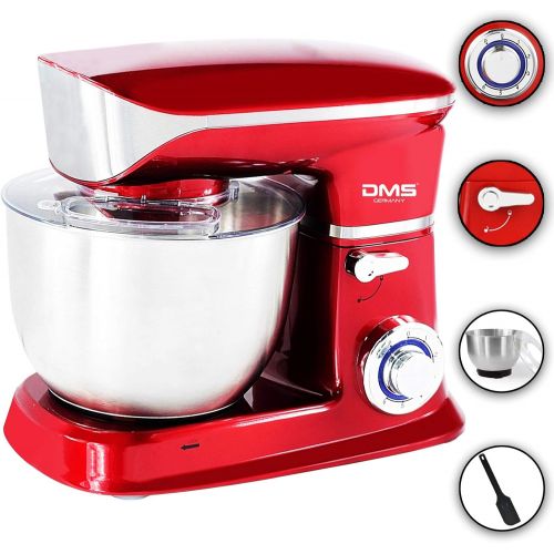  [아마존베스트]Food Processor Mixing Machine Kneading Machine Dough Kneader Stainless Steel Bowl Splash Guard 6 Level Speed 6 L, 1900 Watt Max. DMS