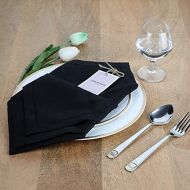 [아마존베스트]D'Moksha Homes D’Moksha Homes 100% Pure Linen Hemstitch Dinner Napkins - Black Set of 4, 20 x 20 inch, Natural Fabric European Flax, Cloth Napkin, Machine Washable, Handmade with Mitered Corners,