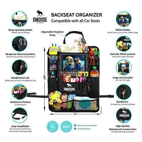  DMoose Car Backseat Organizer with Tablet Holder for Kids and Toddlers (24 x 19) Large  Insulated...