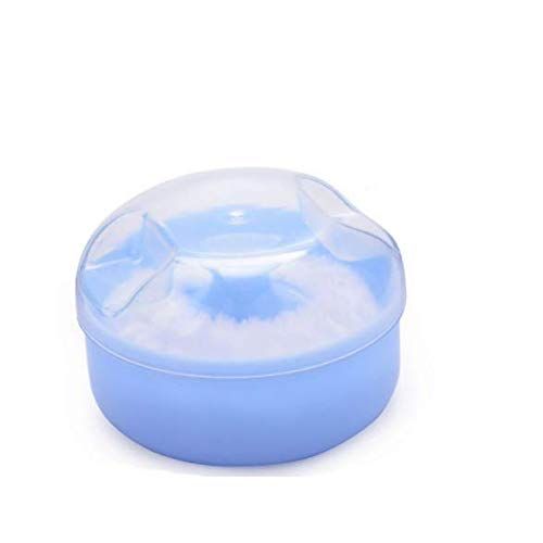  DNHCLL Baby Soft Face Body Cosmetic Powder Puff Sponge Box Case Container Cosmetic Tool (Blue)