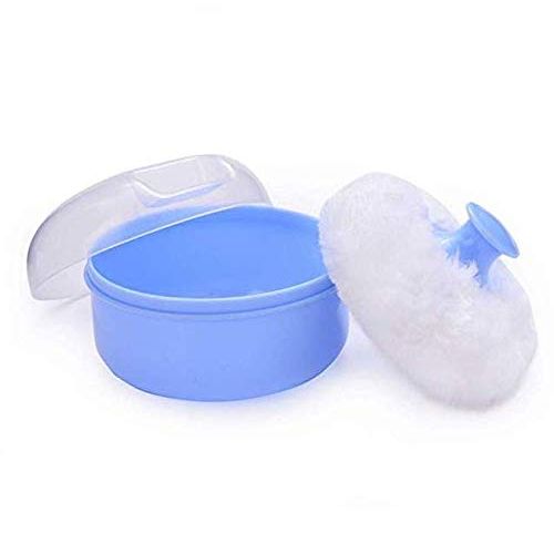  DNHCLL Baby Soft Face Body Cosmetic Powder Puff Sponge Box Case Container Cosmetic Tool (Blue)