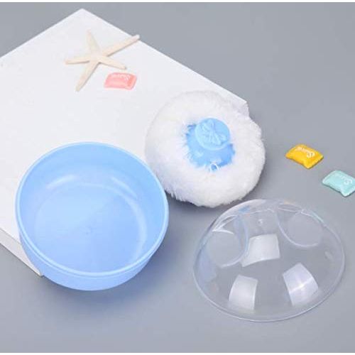  DNHCLL Baby Soft Face Body Cosmetic Powder Puff Sponge Box Case Container Cosmetic Tool (Blue)