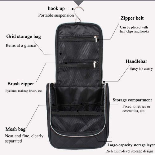  DNNAL Cosmetic Bags Waterproof Organizer Makeup Storage Toiletry Bags Travel Accessories Cases Professional Waterproof Portable Wash Bag