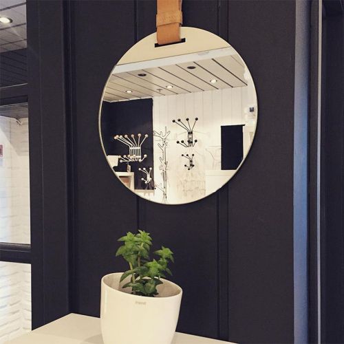  DNSJB wall-mounted mirror DNSJB Hanging Round Mirror Wall-Mounted Porch Decorative Bathroom Mirror Metal High-Definition Mirror (Size : 50CM)