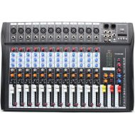 [아마존베스트]DNYSYSJ Bluetooth Studio Audio Mixer Sound Mixing Console Desk System Interface w/USB Drive for PC Recording Input AC 110V 50Hz 18W for Professional and Beginners Recording Function (12 Ch