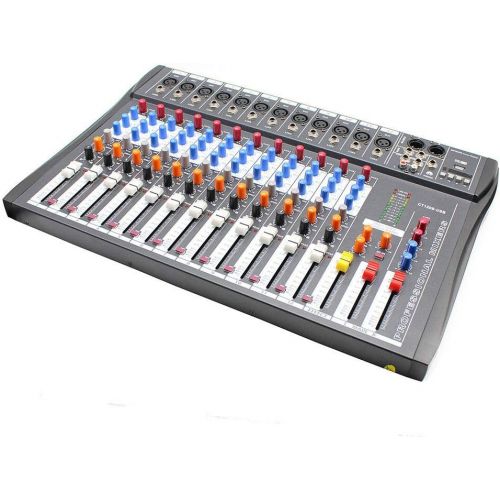  [아마존베스트]DNYSYSJ Bluetooth Studio Audio Mixer Sound Mixing Console Desk System Interface w/USB Drive for PC Recording Input AC 110V 50Hz 18W for Professional and Beginners Recording Function (12 Ch