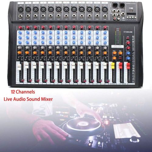  [아마존베스트]DNYSYSJ Bluetooth Studio Audio Mixer Sound Mixing Console Desk System Interface w/USB Drive for PC Recording Input AC 110V 50Hz 18W for Professional and Beginners Recording Function (12 Ch