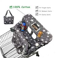DODO NICI Cotton Shopping Cart Cover for Baby, Toddler High Chair Cover with Cell Phone Carrier-Summer Grocery Cart Cushion for Boy or Girl Large Size Star Print