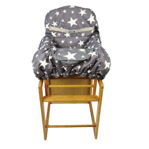  DODO NICI Cotton Shopping Cart Cover for Baby, Toddler High Chair Cover with Cell Phone Carrier-Summer Grocery Cart Cushion for Boy or Girl Large Size Star Print