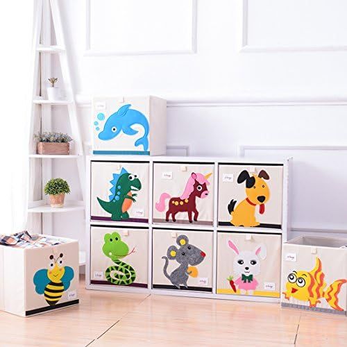  [아마존베스트]DODYMPS Foldable Animal Canvas Storage Toy Box/Bin/Cube/Chest/Basket/Organizer for Kids, 13 inch (Bee)