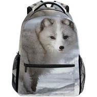 DOENR School Backpack Arctic Fox Teens Girls Boys Schoolbag