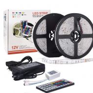 DOHOME LED Strip Light Waterproof Flexible Color Changing RGB SMD 5050 300leds LED Strip Light Kit with 44 Keys IR Remote Controller and 12V 5A Power Supply for Home Kitchen Indoor