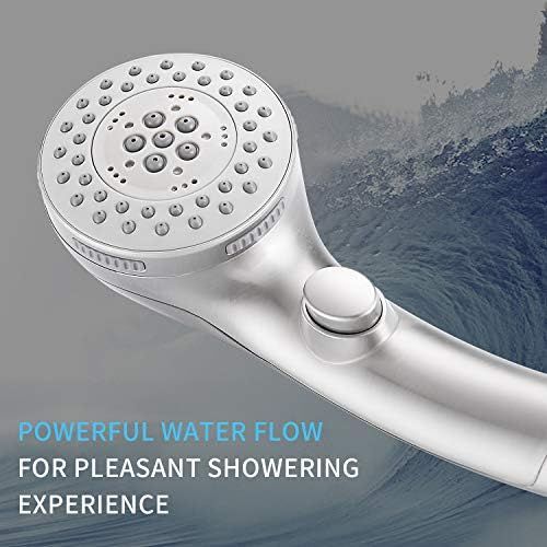  DOILIESE Shower Head, High Pressure 6 Setting Shower Head Hand-Held with ON/OFF Switch and Spa Spray Mode - Shower Heads with Handheld Spray High Pressure - Brushed Nickel