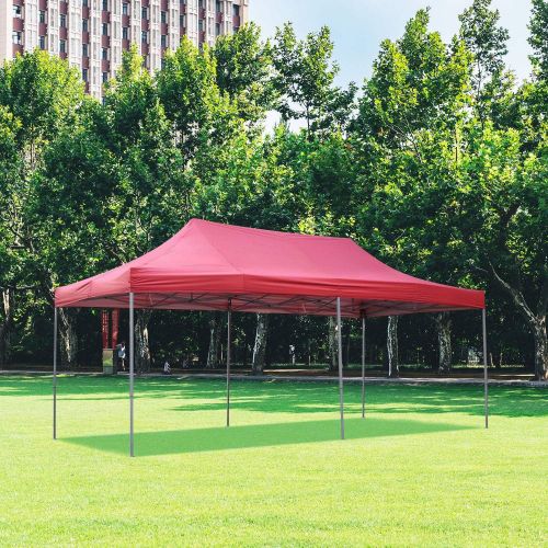  [아마존핫딜][아마존 핫딜] DOIT 10ft x 20ft Pop Up Canopy Tent Gazebo for Party or Camping,Portable Wheeled Carrying Bag,Red