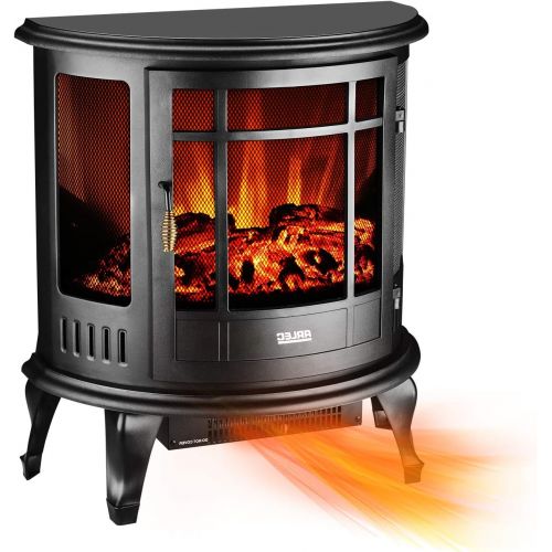  DOIT Electric Fireplace Stove with 3D Flame Effect, 1500W Ultra Strong Power, Adjustable Flame Brightness, Overheat Protection, Free Standing Fireplace Stove Heater