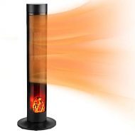 Large Electric Space Heater,DOIT PTC 1500W Oscillating Electric Heater with a realistic 3D flame effect , LED Display for Indoor use, ?bedroom use