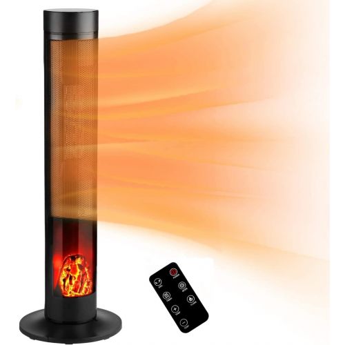  DOIT Space Heater, 34” Electric Space Heater for Large Room, 1500W PTC Tower Heater for Home and Office with 3D Realistic Flame, Touchable Panel and Remote Control