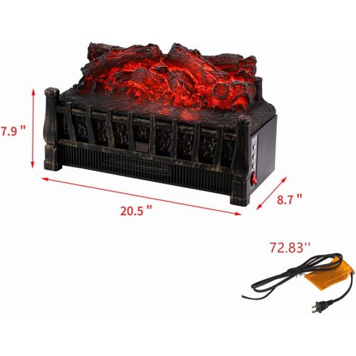  DOIT Electric Fireplace, Electric Fireplace Logs with Realistic Ember Bed and Remote Controller, 1500W Indoor Wall Heater for Bedroom and Living Room