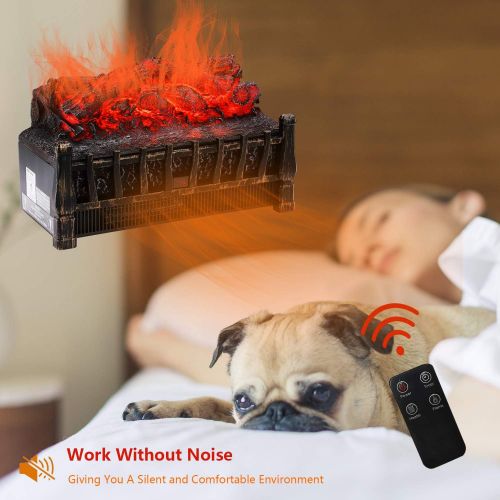  DOIT Electric Fireplace, Electric Fireplace Logs with Realistic Ember Bed and Remote Controller, 1500W Indoor Wall Heater for Bedroom and Living Room